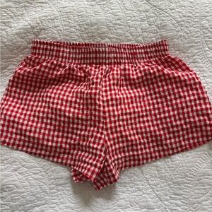 Princess Polly Red Checkered High Waist Shorts